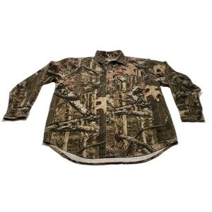 Russell Outdoors Mossey Oak Collaboration Mens Large Heavy Camoflauge Button LS